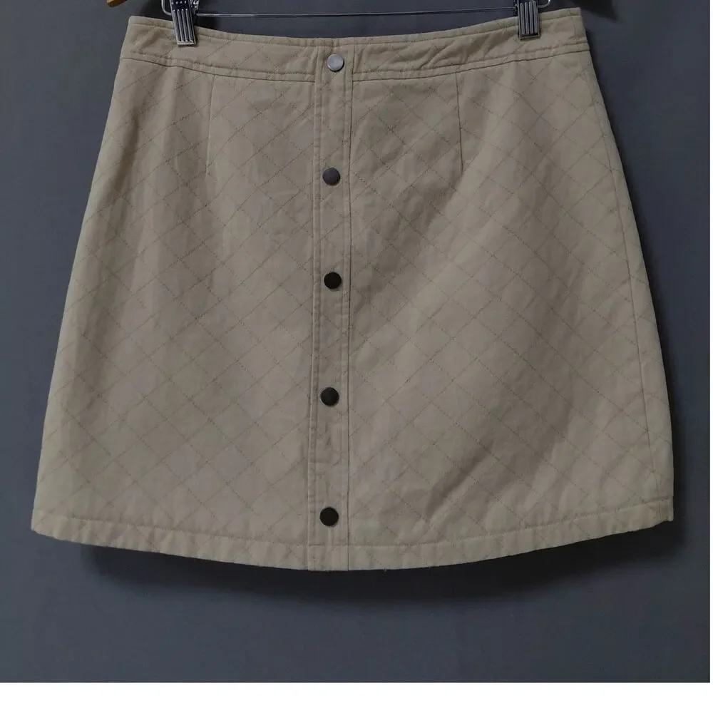 Fate 100% Cotton Button Front Mini Skirt Solid Lined Women See Measurements